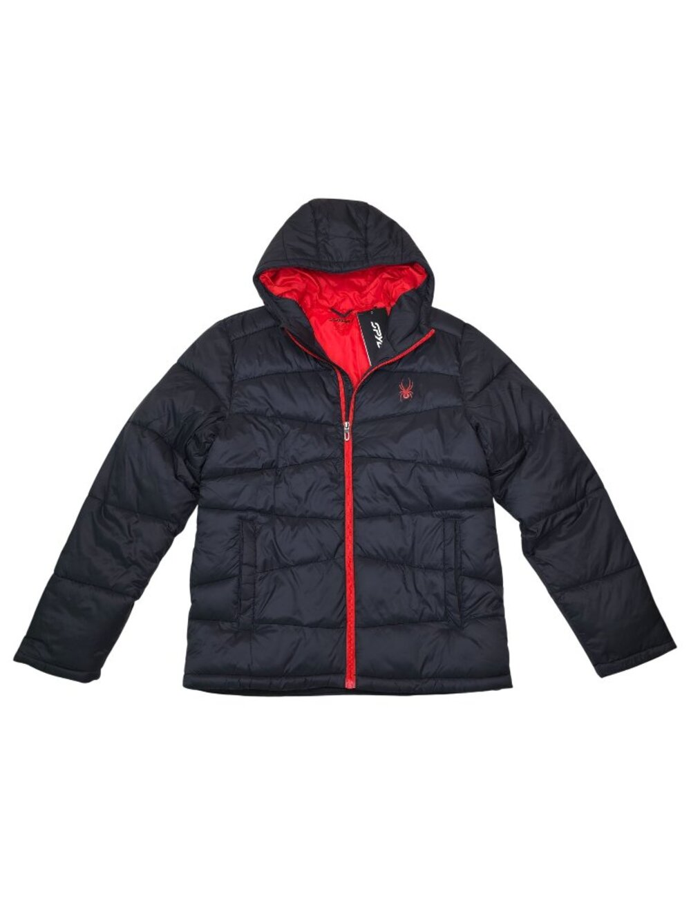 Spyder Mens District Jacket Puffer Coat Small Hooded With Zip Pockets